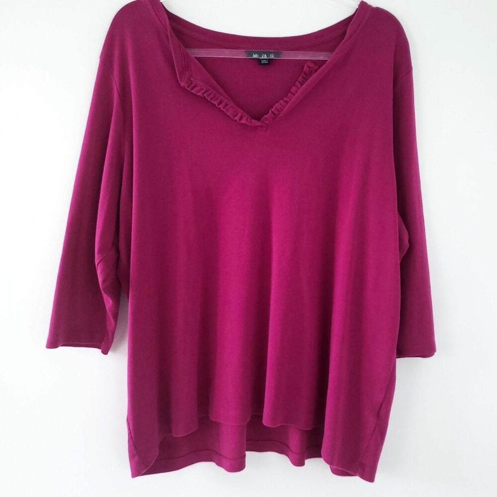 Womens Lands' End Magenta Pink 3/4 Sleeve Blouse
